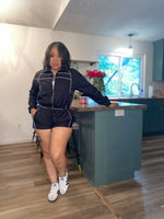 2PC Windbreaker Jacket Short Set| Black *$28 until 9/2 all sales are final*