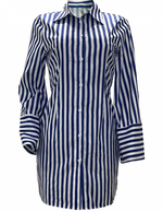 Stripe Collar Dress Mini| Blue