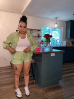 2PC Windbreaker Jacket Short Set| LT Green *$28 until 9/2 all sales are final*