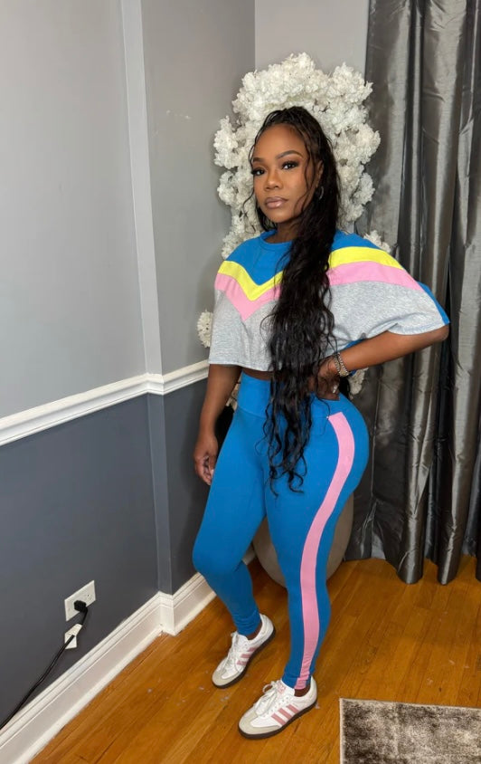 Glow Up Color Block Set| Multicolor Blue