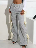 Bow Tie Wide Leg Pants| Grey