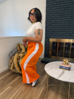 Side Stripe Windbreaker Pants|Orange
