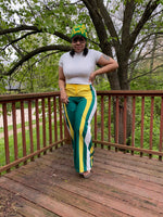 Splatter Color Wide Leg Pants| Green, Yellow & White
