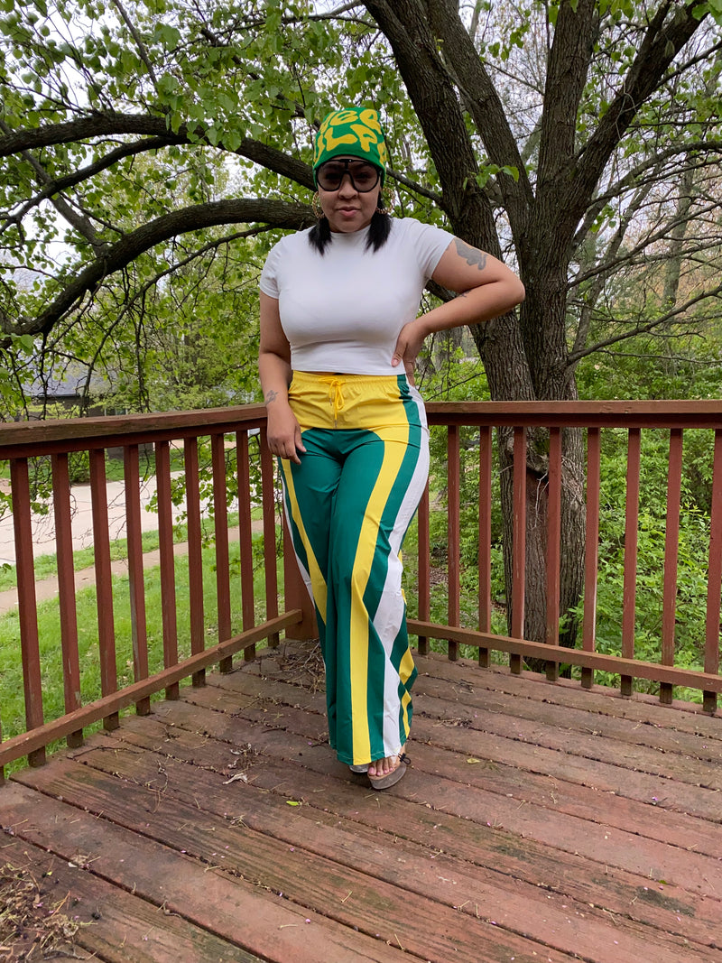 Splatter Color Wide Leg Pants| Green, Yellow & White
