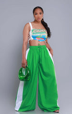 Side Stripe Windbreaker Pants|Kelly Green