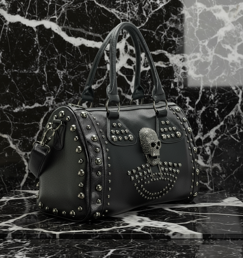 Rockstar Studded Leather Handbag | Black