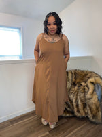 Cami Midi Dress With Pockets| Camel