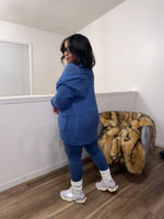 3PC Popcorn Cardigan Turtleneck Legging Set|Dusty Blue (Restocked Ships Next Week Available Now For Early Purchase)