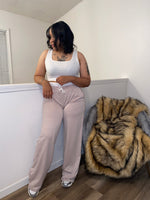 U-Neck Cropped Tank Wide Leg Pant Set| Khaki *$28 until 9/2 all sales are final*