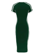 V-Neck Stripe Dress| Green