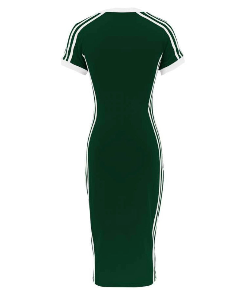 V-Neck Stripe Dress| Green