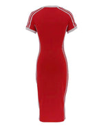 V-Neck Stripe Dress| Red