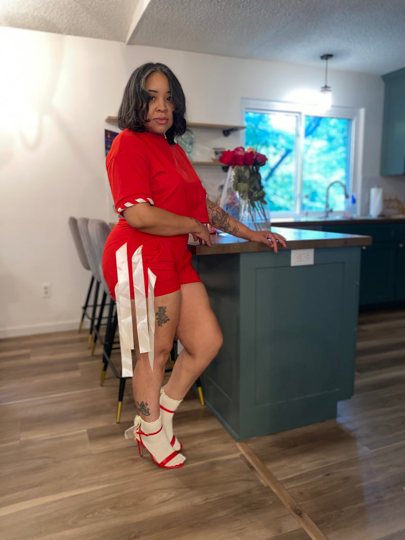 Bow Tie Wrap Short Set| Red *$28 until 9/2 all sales are final*