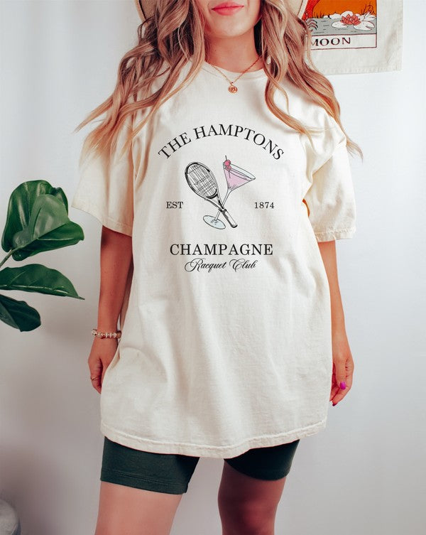 Hamptons Champagne Racquet Club T-Shirt| Plus Size| 4 Colors