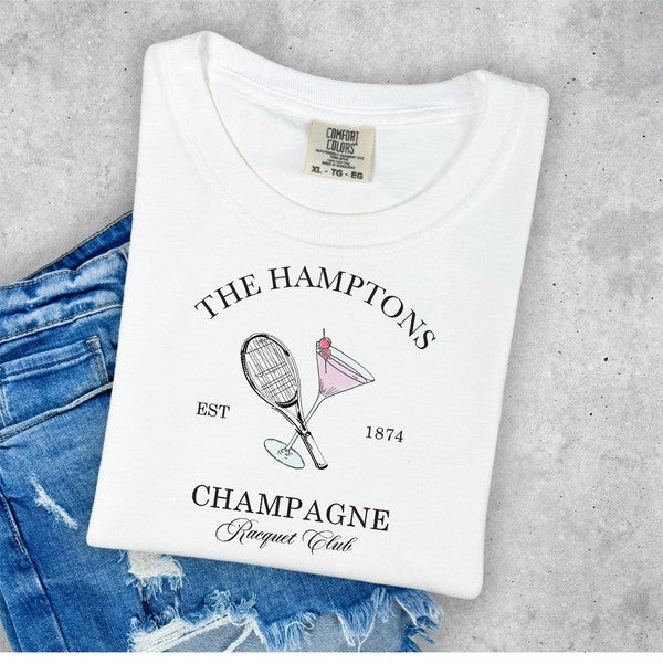 Hamptons Champagne Racquet Club T-Shirt| Plus Size| 4 Colors