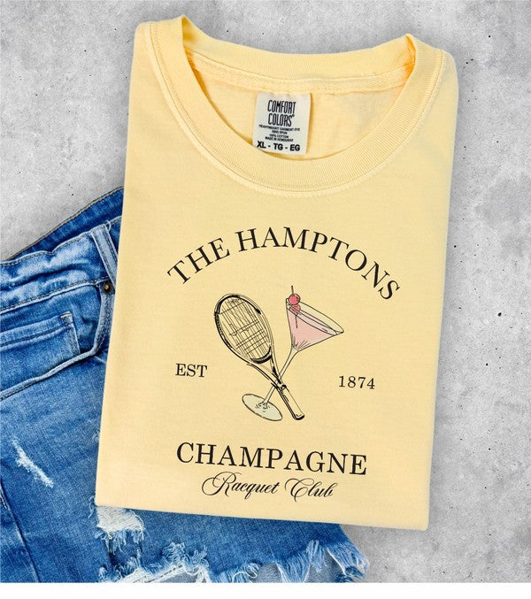 Hamptons Champagne Racquet Club T-Shirt| Plus Size| 4 Colors