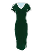 V-Neck Stripe Dress| Green
