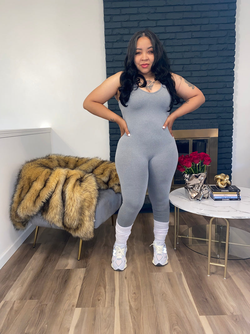 Ribbed Seamless Jumpsuit| Grey