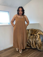 Cami Midi Dress With Pockets| Camel