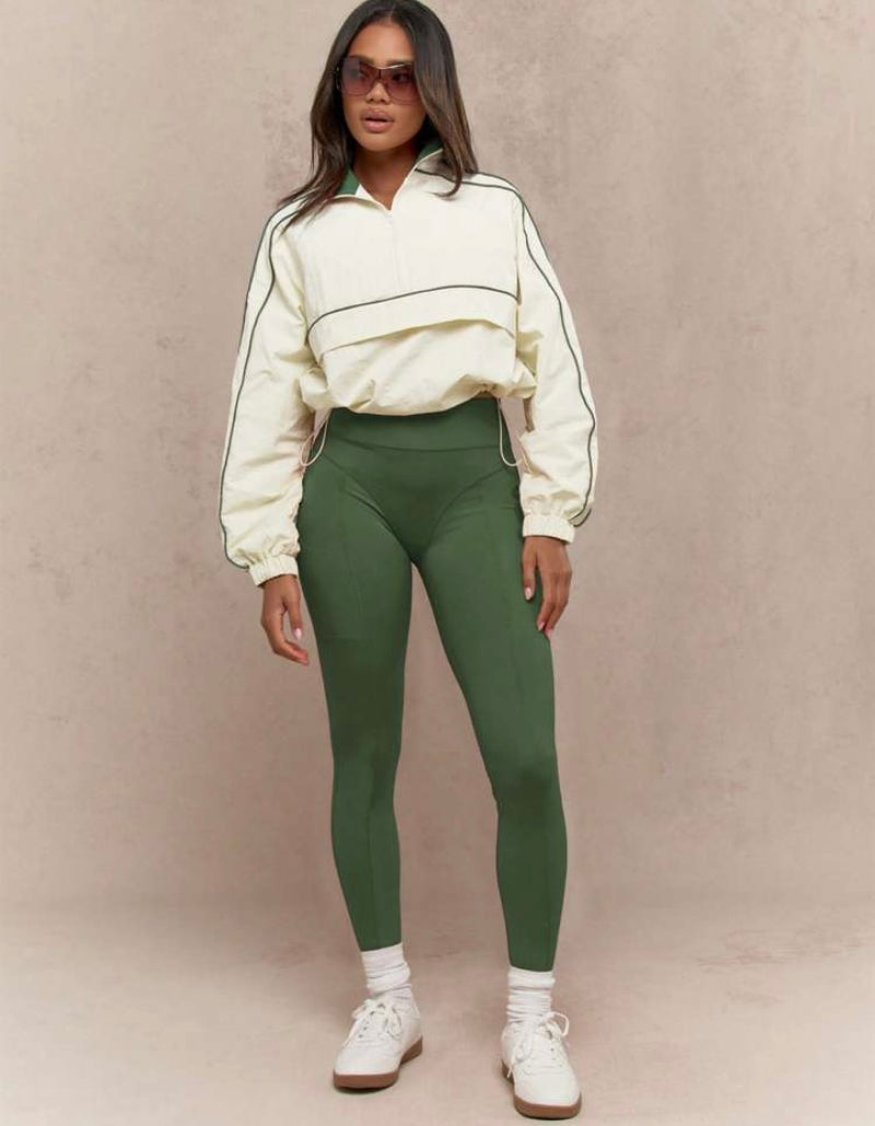 Sporty Jacket High Waist Legging Set| Olive