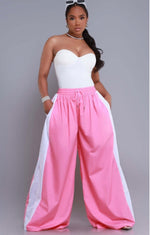 Side Stripe Windbreaker Pants|Pink