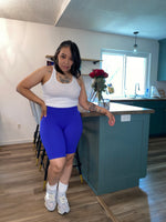 Seamless Ribbed Biker Shorts| Bright Blue