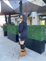 Double Layered Sweatshirt Dress| Black