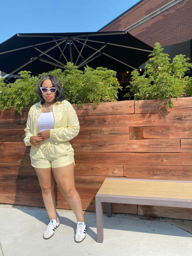 2PC Windbreaker Jacket Short Set|Yellow *$28 until 9/2 all sales are final*