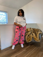 Graffiti Patch Joggers| Pink| Plus Size