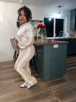 2PC Vintage Stripe Jacket Pants Set| Khaki *$28 until 9/2 all sales are final*