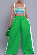 Side Stripe Windbreaker Pants|Kelly Green