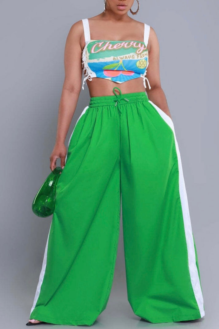 Side Stripe Windbreaker Pants|Kelly Green