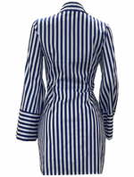Stripe Collar Dress Mini| Blue