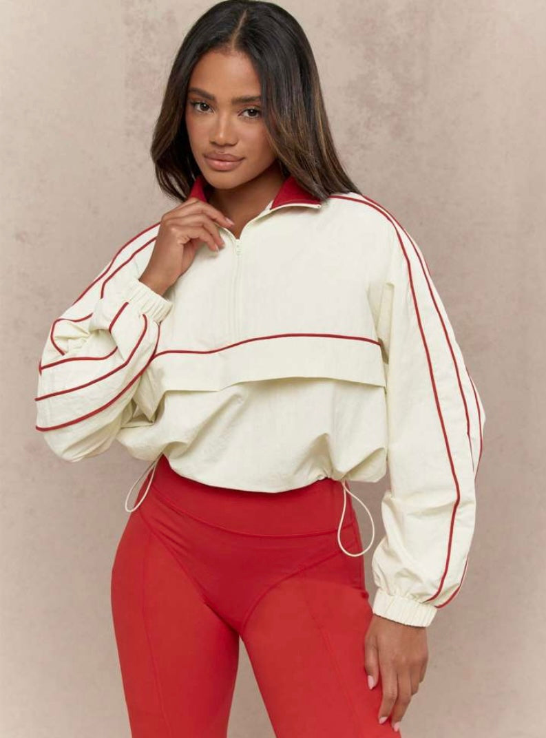 Sporty Jacket High Waist Legging Set| Red