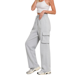 Fleece Cargo Wide-leg Sweatpants| Grey