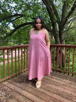 Cami Midi Dress With Pockets| Lt Rose