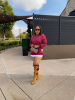 Double Layered Sweatshirt Dress| Burgandy