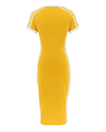 V-Neck Stripe Dress| Yellow