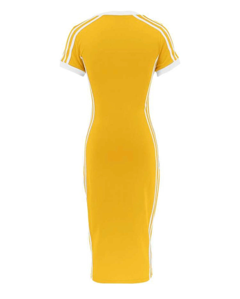 V-Neck Stripe Dress| Yellow