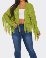 Open Fringe Sweater| Green