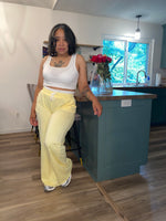 U-Neck Cropped Tank Wide Leg Pant Set| Yellow *$28 until 9/2 all sales are final*