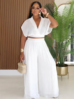 Collar Cutie Pants Set| White