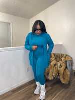 3PC Popcorn Cardigan Turtleneck Legging Set|Lt Teal (Restocked Ships Next Week Available Now For Early Purchase)