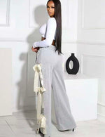 Bow Tie Wide Leg Pants| Grey