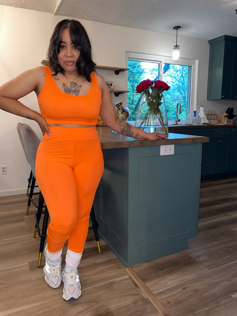 Ribbed Athleisure Set| Orange