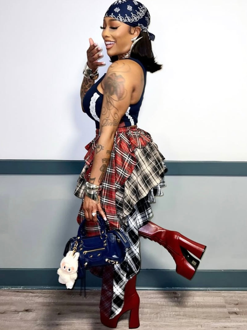Street Style Tiered Plaid Skirt| Multicolor