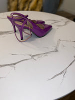 Beaded Pointed Slingback Heel| Purple