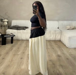 Colorblock Wide Leg Pant Set| Black