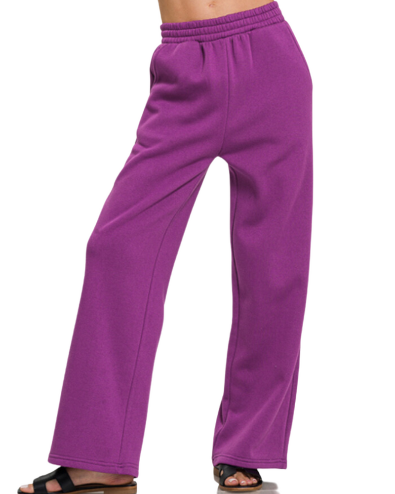 Fleece Sweatpants with Pockets| Plum