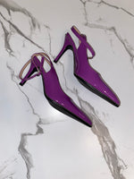 Beaded Pointed Slingback Heel| Purple